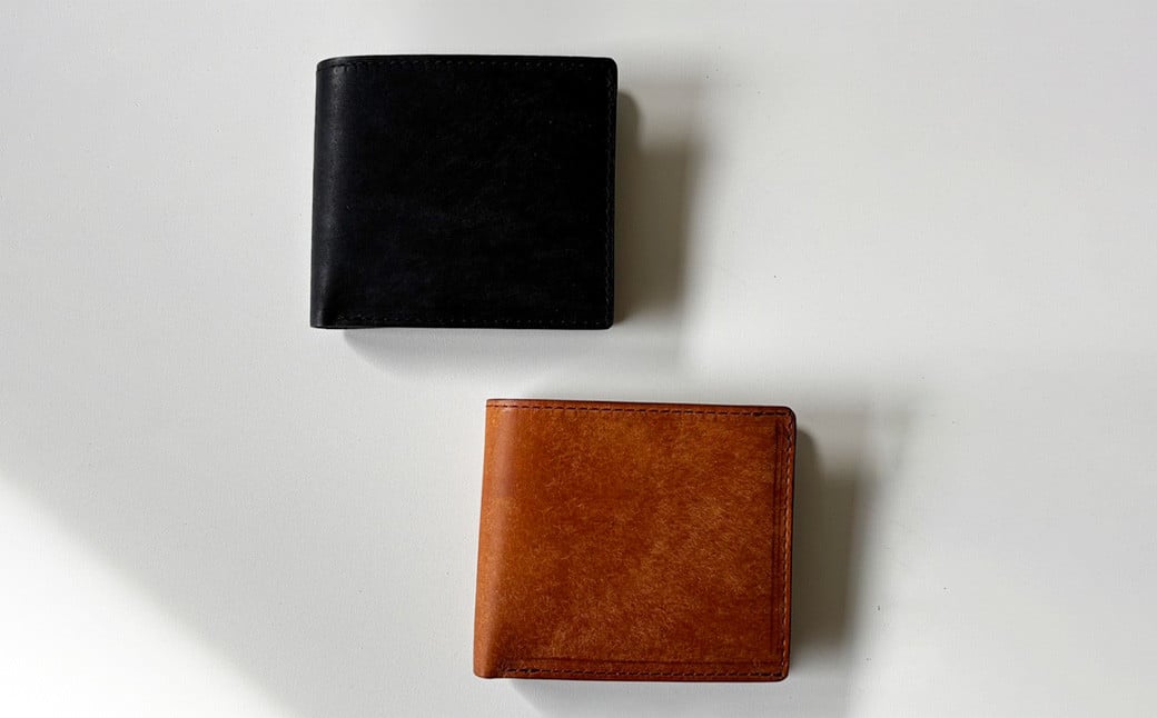 Box Short WALLET 二つ折り財布 財布 革 革財布 牛革 本革 チョコ
