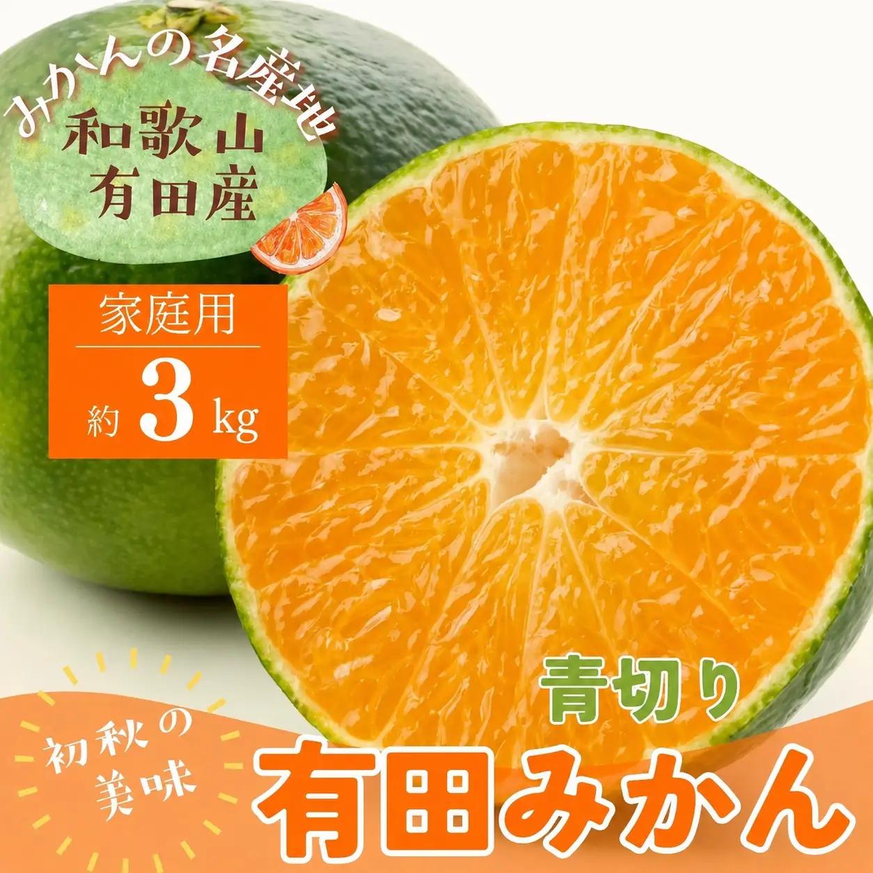 【先行予約】有田育ちのご家庭用青切り有田みかん　約3kg+200g(傷み補償分) ※着日指定不可 ※北海道・沖縄・離島は配送不可 【2026年9月中旬～10月上旬頃に順次発送予定】【ard145B】