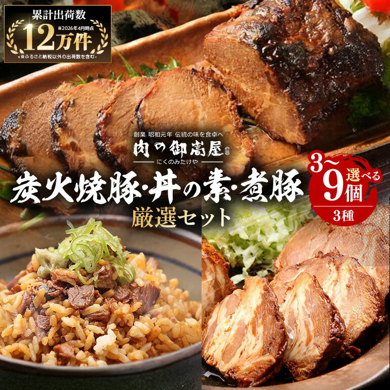 【ふるさと納税】チャーシュー 焼豚 煮豚 焼豚丼の素 国産豚肉 炭火焼き 焼き豚 3種 厳選 セット 3個 6個 9個 選べる | 肉の御嵩屋 国産豚肉 炭火焼き 焼き豚 惣菜 おかず おつまみ 冷蔵 お取り寄せ グルメ ギフト 送料無料 配達日指定可能 y14-28
