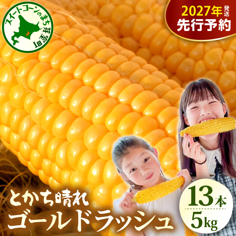【2027年産】とかち晴れ 十勝めむろ スイートコーン 13本 meb010-005-27 / ゴールドラッシュ とうもろこし 甘い 人気 朝採り 産地直送 送料無料 北海道 十勝 芽室町