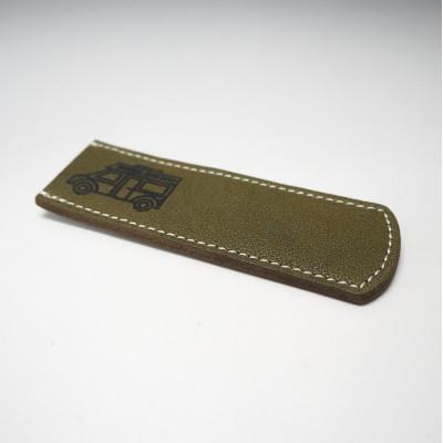ふるさと納税 御坊市 キャンピングカーロゴがお洒落!　牛革ハンドルカバー　オリーブ　 ( 野口オートキャンプ場協力 )