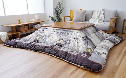 手織り風ギャベデザイン アムルこたつ掛布団 205cm×205cm GY（グレー） 1枚 こたつ掛布団 コタツ掛布団 炬燵掛布団 こたつ コタツ 炬燵 福岡県 柳川市