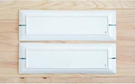 A30-249 有田焼 irodori ライン パーティー長皿2枚セット よう楽庵・たかすオリジナル