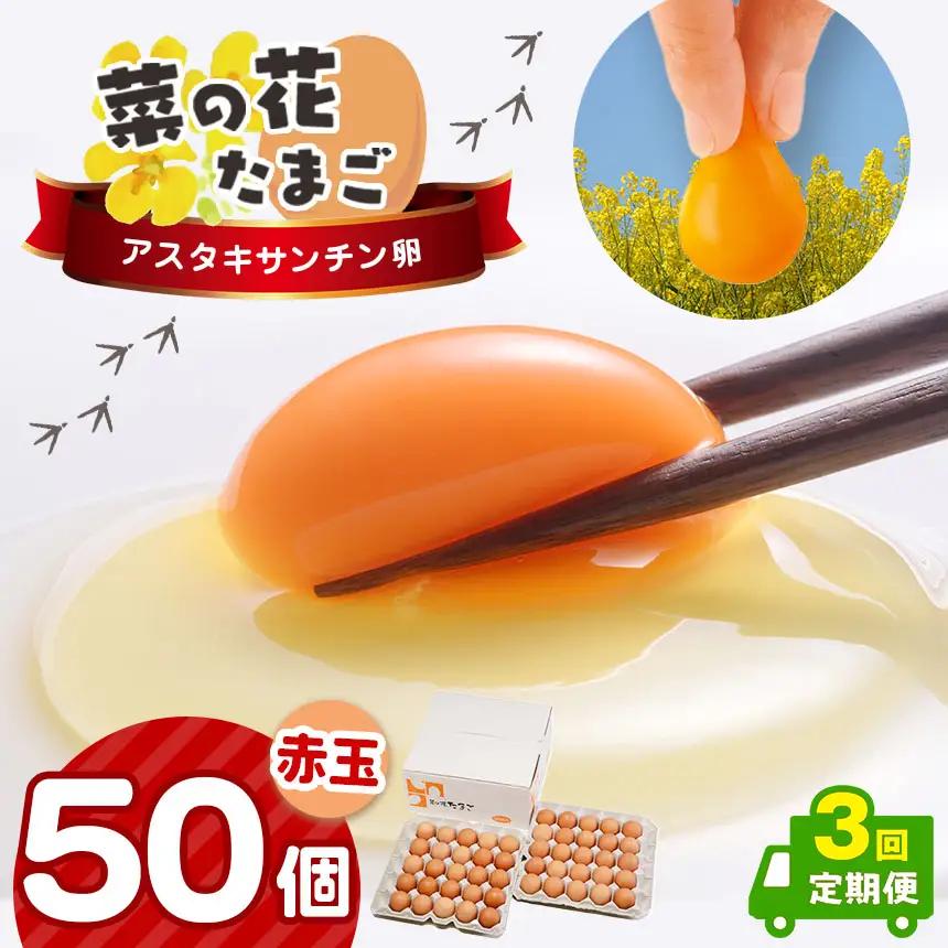 【全3回 定期便】赤玉アスタキサンチン卵 50個｜たまご 玉子 菜の花エッグ 自社農場 定期便 すぐ発送 常温 抗酸化 健康 新鮮 卵かけご飯 ギフト 君津養鶏場直送｜千葉県 君津市
