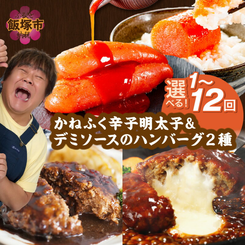 かねふく辛子明太子&ハンバーグセット 冷凍 小分け ハンバーグ かねふく 明太子 セット 詰め合わせ チーズハンバーグ 鉄板焼き めんたいこ 時短 簡単