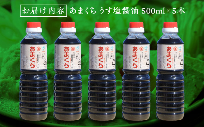 一度使うと手放せない！！リピーター続出のあまくち減塩醤油 500mL×5本 醤油 江田島市/有限会社濱口醤油[XAA044]