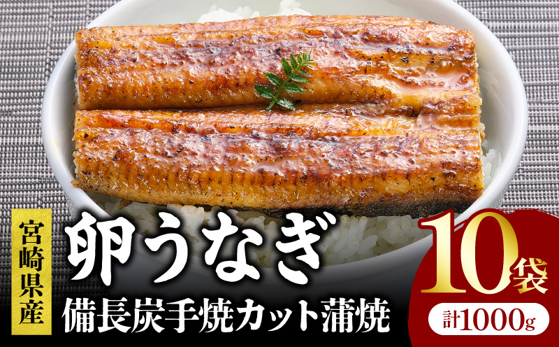 「卵うなぎ」備長炭手焼カット蒲焼 10袋(計1000g) うなぎ 蒲焼 国産