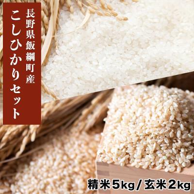 ふるさと納税 飯綱町 米セット こしひかり 精米5kg &amp; 玄米2kg