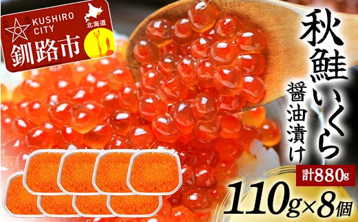 発送時期が選べる 北海道産秋鮭いくら醤油漬け 110g×8個 計880g 2025年7月発送 F4F-5585
