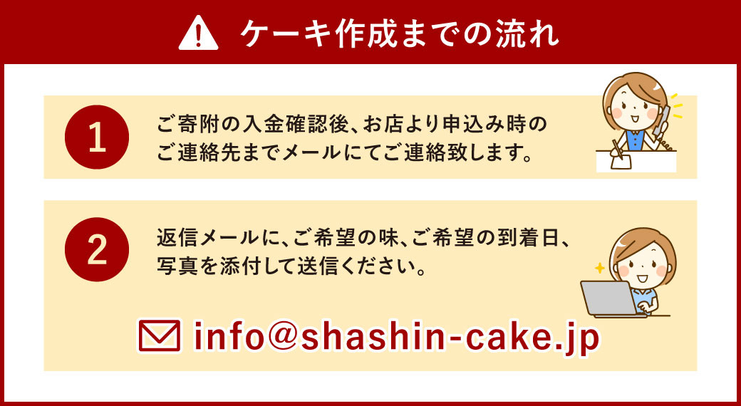 サプライズに最適！ 写真ケーキ 3～6人用5号サイズ※生クリーム・チョコクリームから選べる