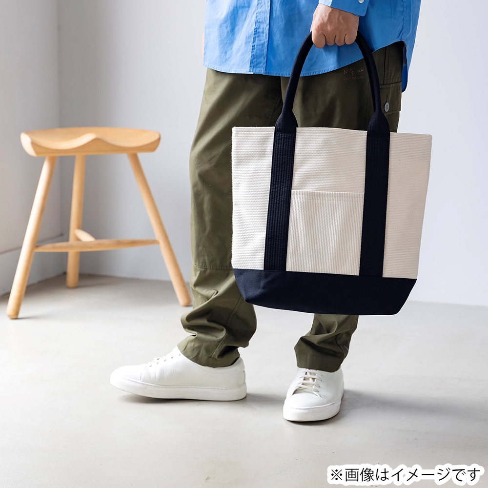 三河木綿刺し子織バッグsasiccoOBIトート生成