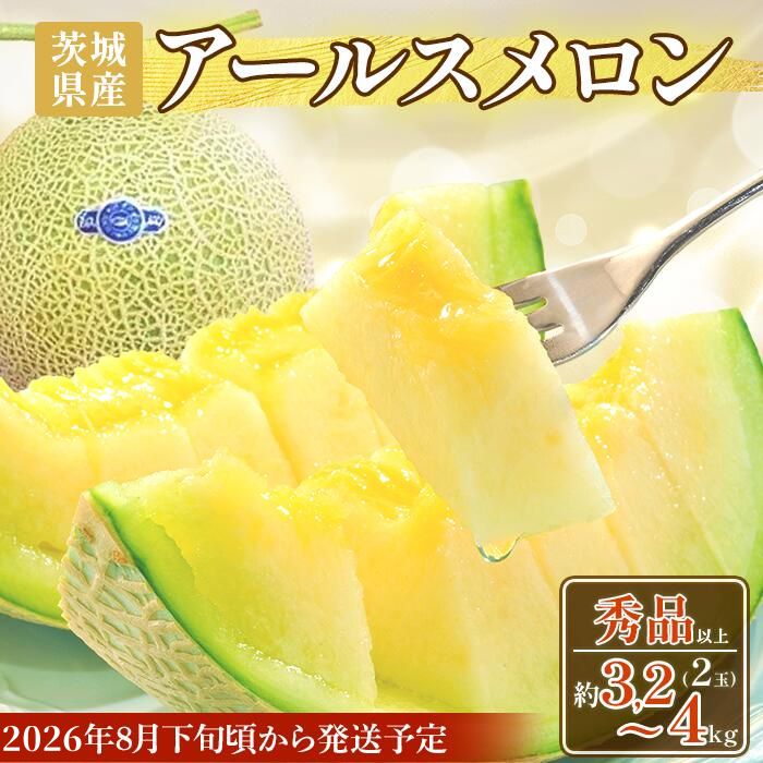 【ふるさと納税】フルーツ 先行予約 メロン めろん 茨城 秀品 177 アールスメロン 秀品 2玉 約3.2kg～4kg 茨城県 JA水戸産 めろん 果物 フルーツ