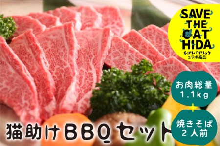 猫助けBBQセット 飛騨牛 黒毛和牛 国産 牛肉 豚肉 鶏肉 焼肉 焼きそば レジャー アウトドア バーベキュー BBQ(SAVE THE CAT HIDA支援)30000円 3万円[neko_j_5