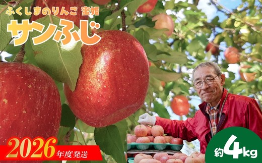 No.0945 ふくしまのりんご蜜姫「サンふじ」約4kg化粧箱入【2026年度発送】