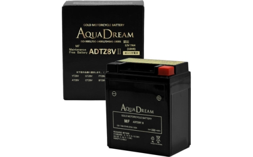 AQUADREAM GOLD バイク用バッテリー 液入充電済 ADTZ8V II 1個【1641571】