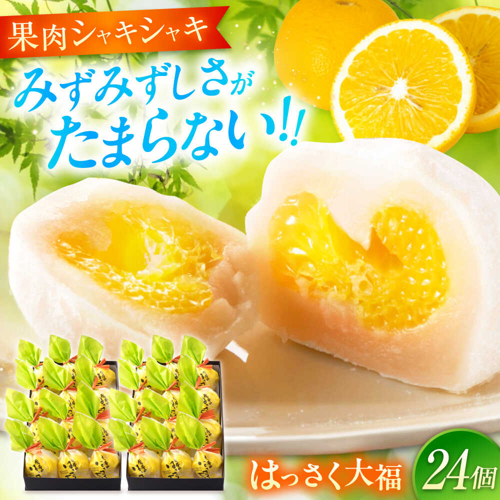 【ふるさと納税】お菓子 はっさく大福 12個入×2　 お菓子 大福 八朔 柑橘 みかん オレンジ 餅 ギフト はっさく お取り寄せ スイーツ フルーツ大福 ご当地 菓子 おかし デザート 食品 人気 おすすめ 広島県福山市/株式会社虎屋本舗[BADH017]