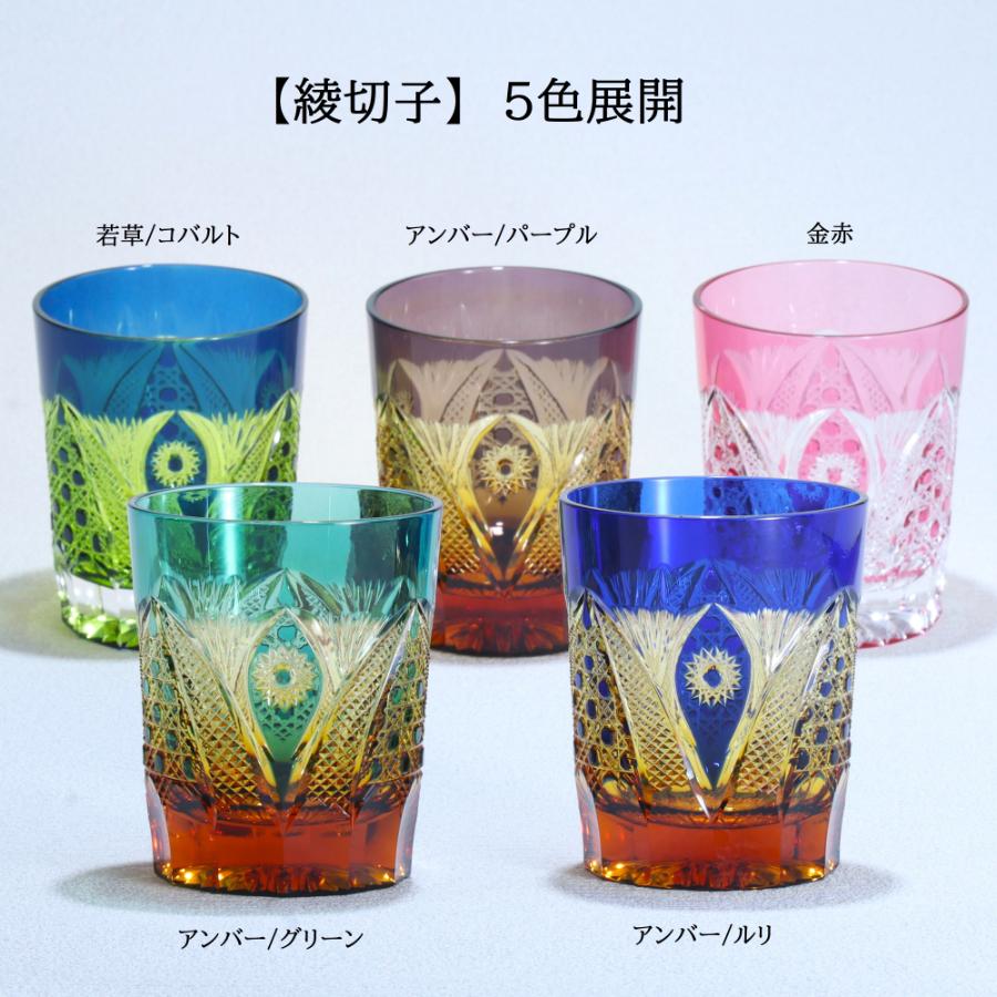 ＜グラスアート黒木＞綾切子　オールドファッション（金赤）