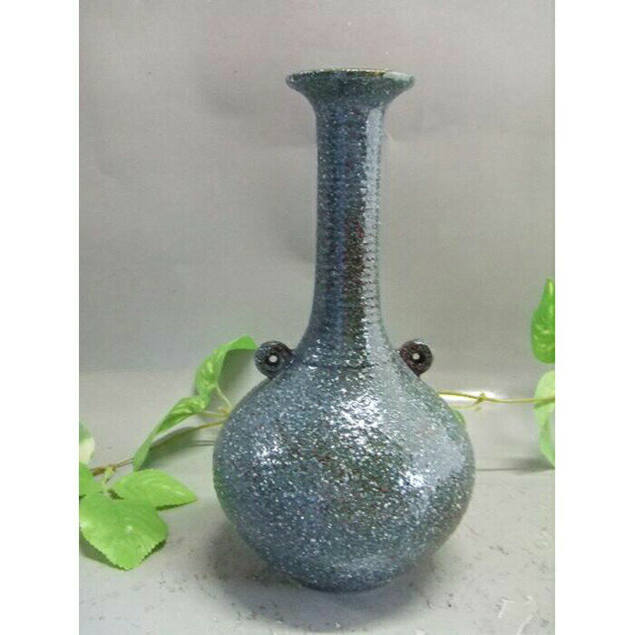 【信楽焼】群青耳付花入れ　花入　花器　花瓶