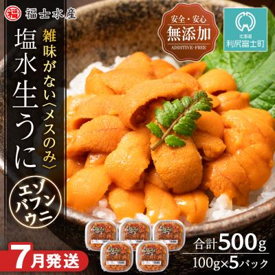 ふるさと納税 利尻富士町 ★2025年分先行受付開始★利尻島産 塩水生うに エゾバフンウニ5パック 7月発送分【福士水産】