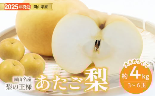 【2025年発送分 先行受付スタート】岡山名産 あたご梨 　秀品　約4kg（3～6玉）（令和７年11月下旬以降発送）【  あたご梨 秀品 梨 フルーツ 果物 岡山県産 hzO-T 】