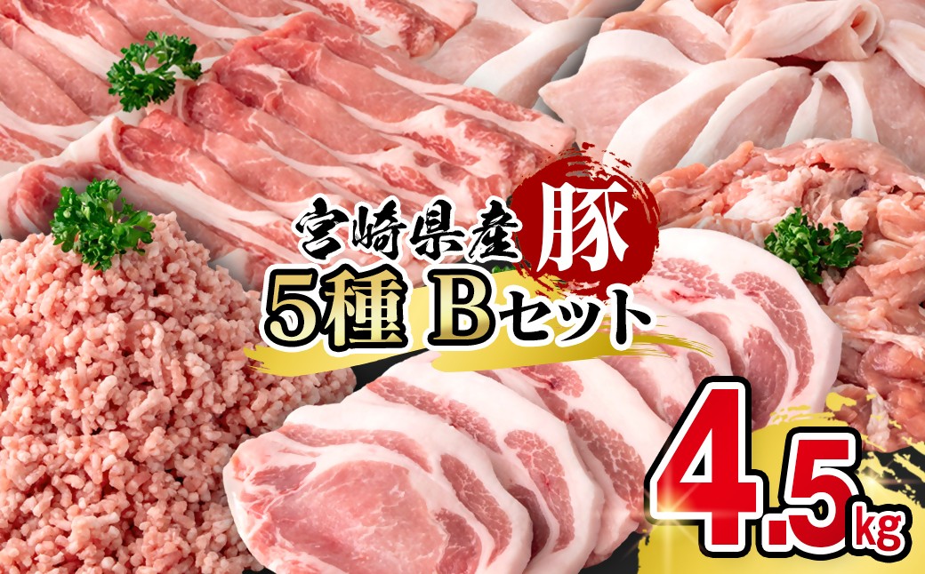 
                  宮崎県産豚肉 満載Bセット4.5kg 小分け スライス とんかつ 小間切れ ミンチ＜1.9-25＞
                