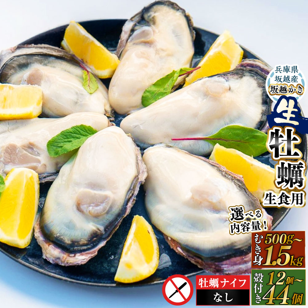 【ふるさと納税】＜選べる容量＞坂越かき ナイフなし むき身 約500g×1パック+殻付き 12個／むき身 約500g×2パック+殻付き 23個／むき身 約500g×3パック+殻付き 44個 ／ 牡蠣 かき カキ オイスター 剥き身 殻付 瀬戸内海 兵庫県 【2027年1月以降発送予定】