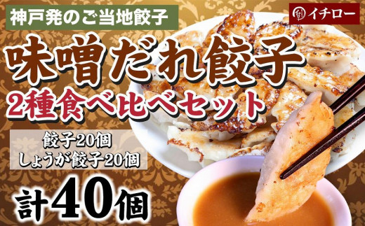 
[ギョーザ専門店イチロー] 神戸味噌だれ餃子2種（計40個）食べ比べセット
