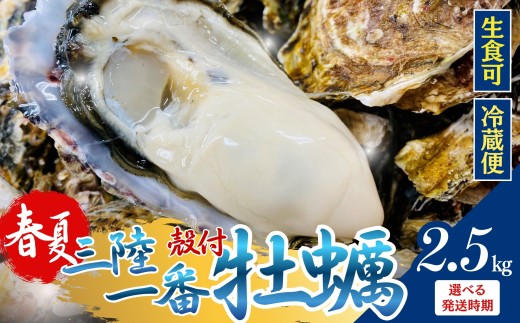 【7月前半発送】【生食OK】 牡蠣 冷蔵 生食 漁師直送！【 選べる発送月・期間限定 】三陸産 殻付き三陸一番牡蠣 生牡蠣 真牡蠣 生食可 合計2.5kg （約20～30個） 産地直送 産直 三陸 宮城｜生牡蠣 牡蠣 かき カキ 海鮮 BBQ オイスター 海鮮 魚介 貝類 海の幸