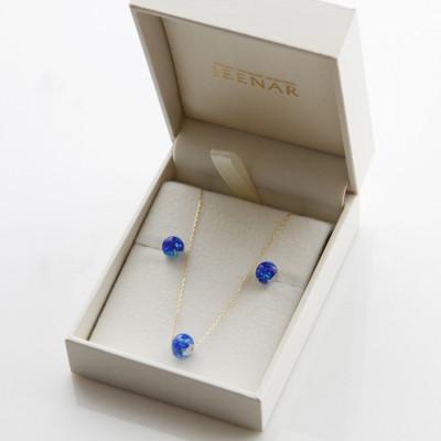 ふるさと納税 豊見城市 ホワイトホタルガラス7mmピアス/ペンダント K18セット【K18_Set-2】 |  | 02