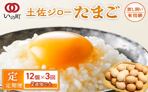 【定期便】土佐ジローたまご（12個入）×3回　約2週間毎に1回