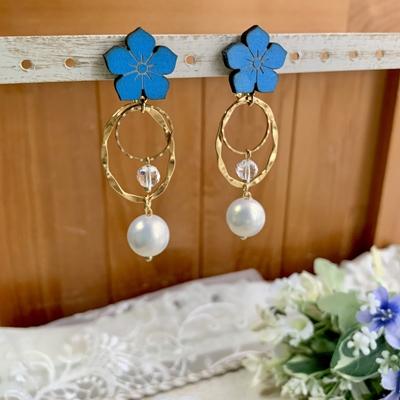 ふるさと納税 福知山市 水色桔梗とフープの耳飾り(イヤリング) |  | 02