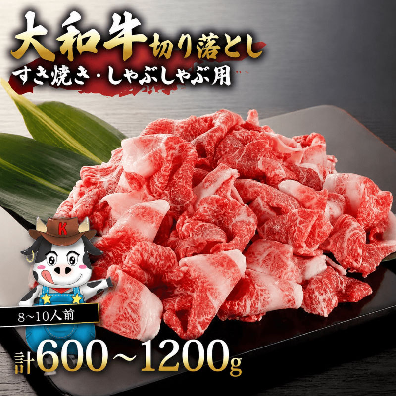 【ふるさと納税】 牛肉 切り落とし 大和牛 600g 1.2kg 約4～10人前 小分け 黒毛和牛 牛肉 しゃぶしゃぶ すき焼き 国産牛 和牛 国産 お肉 肉 こま切れ 細切れ すき焼き肉 しゃぶしゃぶ肉 霜降り 希少 ブランド 冷凍 焼肉 お取り寄せ 贈答 肉の河内屋 奈良市 奈良県 なら