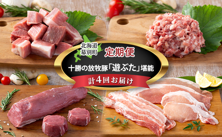 定期便 全4回 遊ぶた 堪能食べ比べセット 放牧豚 豚肉