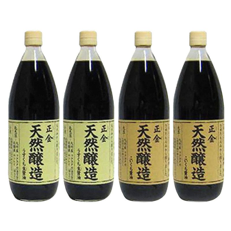 小豆島 桶（こが）仕込 天然醸造 正金醤油　　うすくち生醤油・こいくち醤油 500ml　各２本　計4本入
