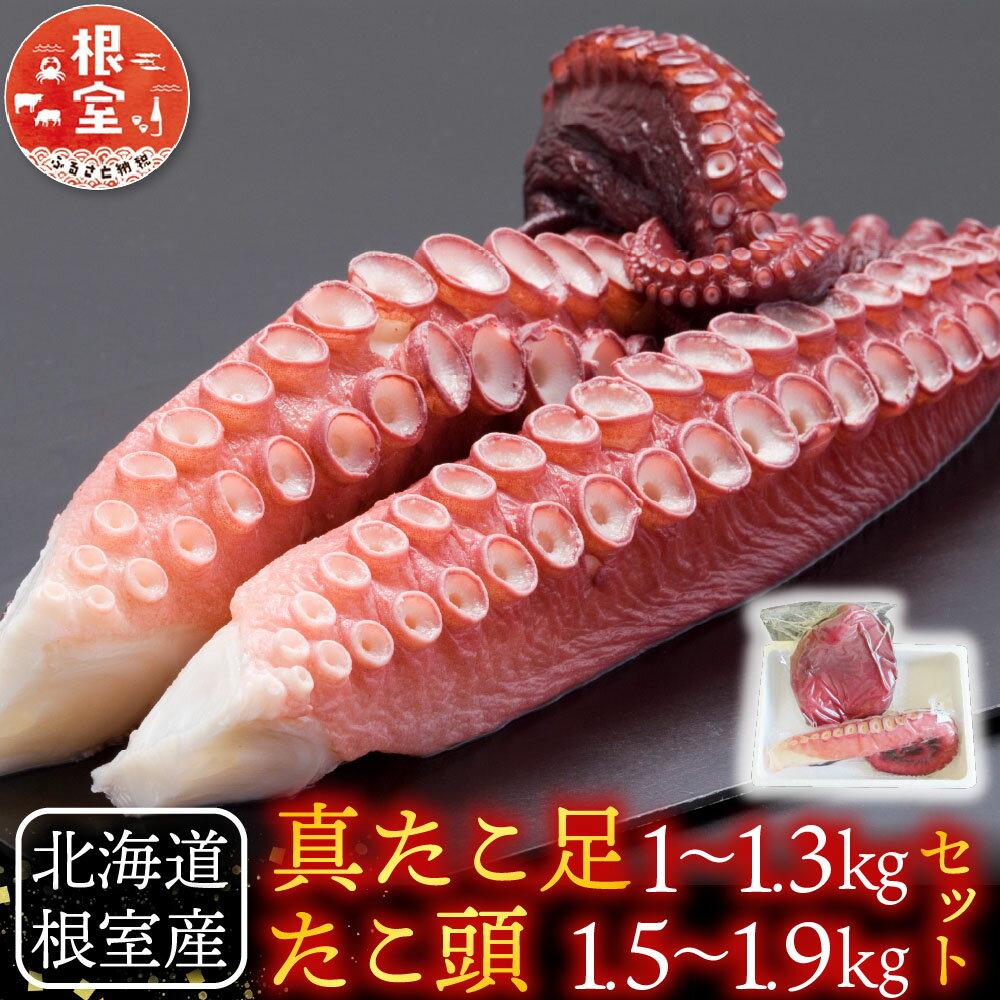 【ふるさと納税】 [北海道根室産]真たこ足1〜1.3kg・たこ頭1.5〜1.9kgセット F-19002