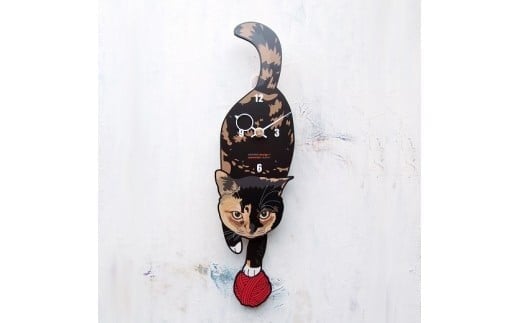 C-33F3 サビ-猫の振り子時計花03.RED C-CC-033A