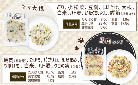 手づくり☆わんご飯『うまうまセット』_12-J501_(都城市) 犬用 手づくりご飯 ぶり大根 馬肉ッパ 牛しぐれ 豚肉ポトフ ドッグフード ペットフード
