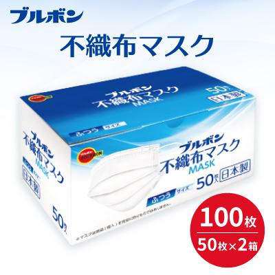 ふるさと納税 柏崎市 ブルボン 不織布マスク100枚(50枚/箱×2箱)[ZB359]
