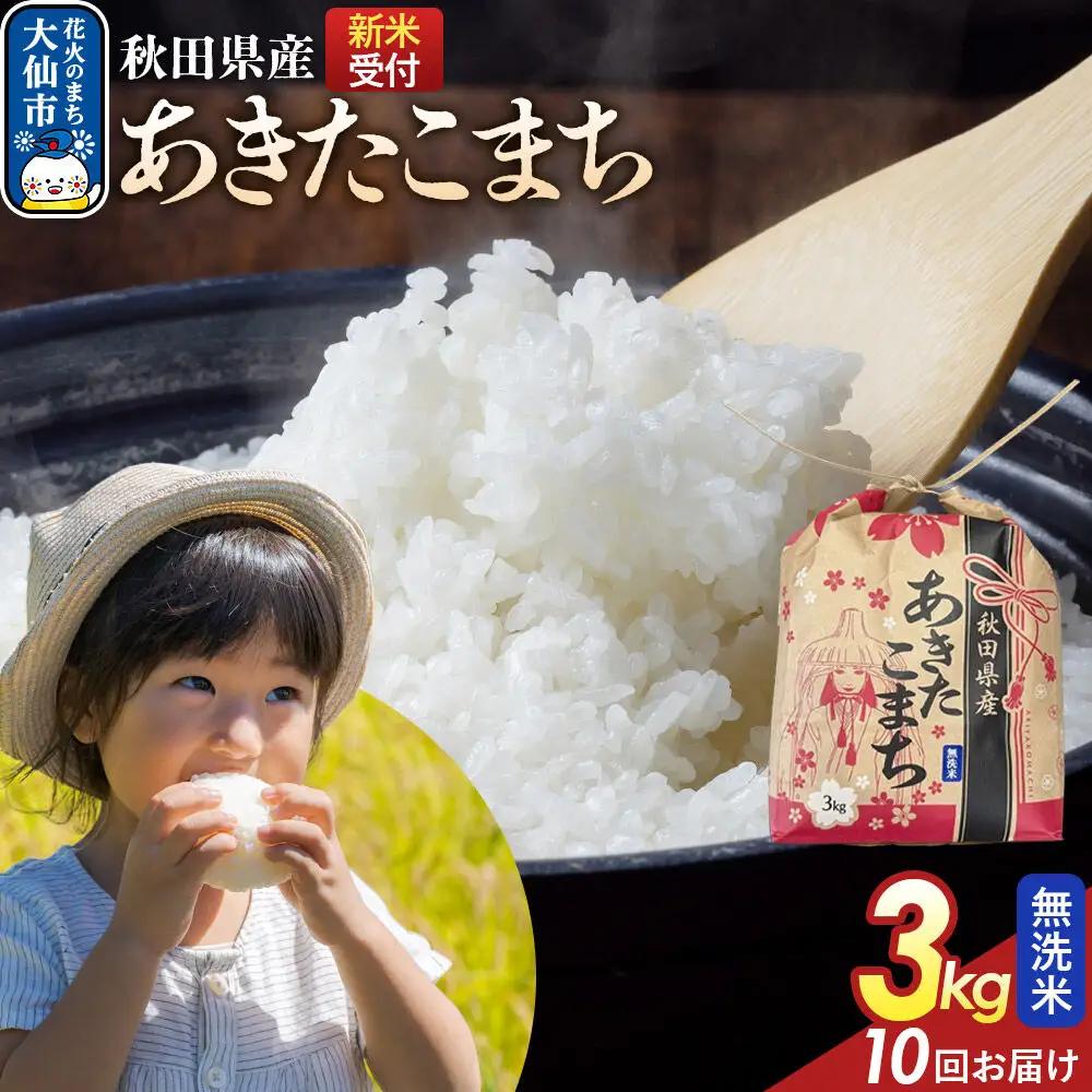 《令和8年産新米予約》 《定期便10ヶ月》あきたこまち【無洗米】3kg 秋田県産 こまちライン 秋田県 大仙市産