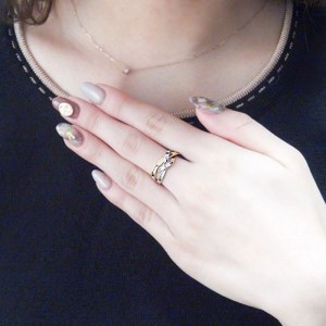 K18/PTプラチナ2色コンビ地金デザインリング 33604-2