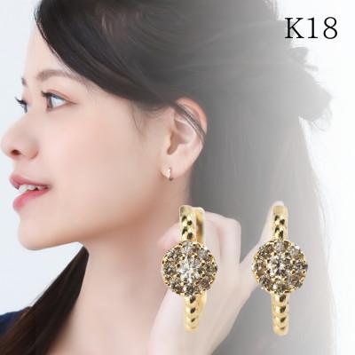 ふるさと納税 山梨県 【山梨県】【ジュエリー】K18 Pave/パヴェ ピアス