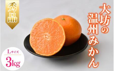 【2025年分先行予約】大坊の温州みかん 3kg（Lサイズ） ※2025年11月中旬～12月下旬頃に順次発送予定【期間限定・数量限定】 / みかん 蜜柑 3キロ お取り寄せ 産地直送 贈答品 ギフト 果物 くだもの フルーツ 田辺市 和歌山県【ymh019】