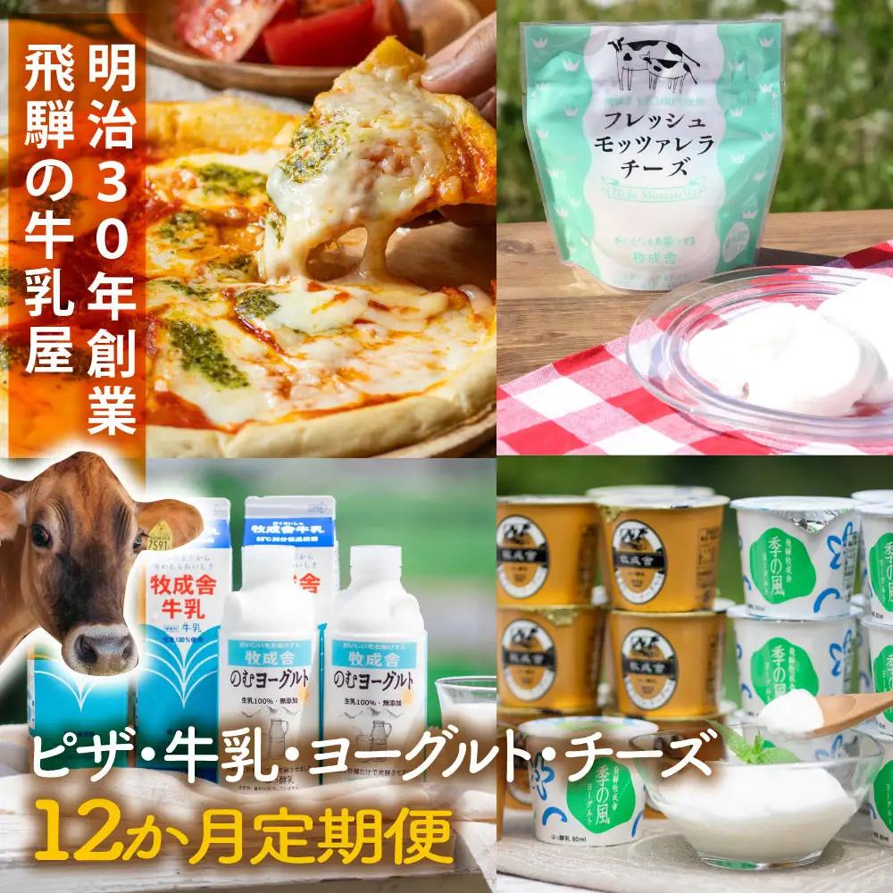 【全12回お届け】牧成舎の乳製品定期便｜ピザ・ヨーグルト・チーズ・牛乳を毎月楽しむ 定期便 DF235
