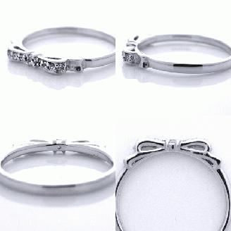 指輪 天然 ダイヤモンド 0.075ct リボン SIクラス【K18WG】r-244（KRP）G72-1410