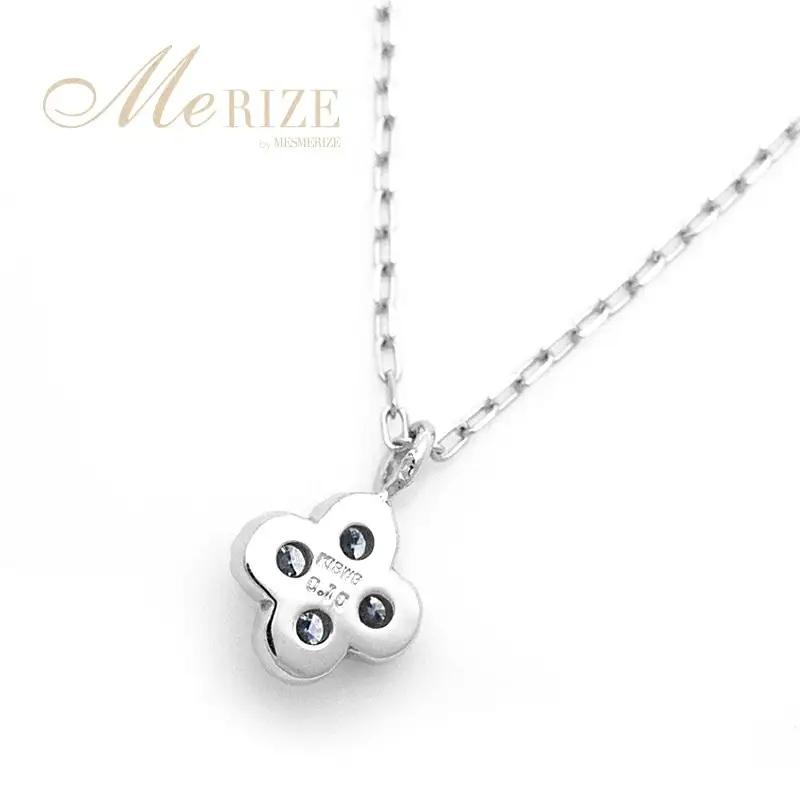 ネックレス 天然 ダイヤ 0.1ct 4石 ミル打ち 四つ葉 クローバー ペンダント SIクラス フラワー 花 "Manon マノン" n-157【K18PG】（KRP）G21-1411