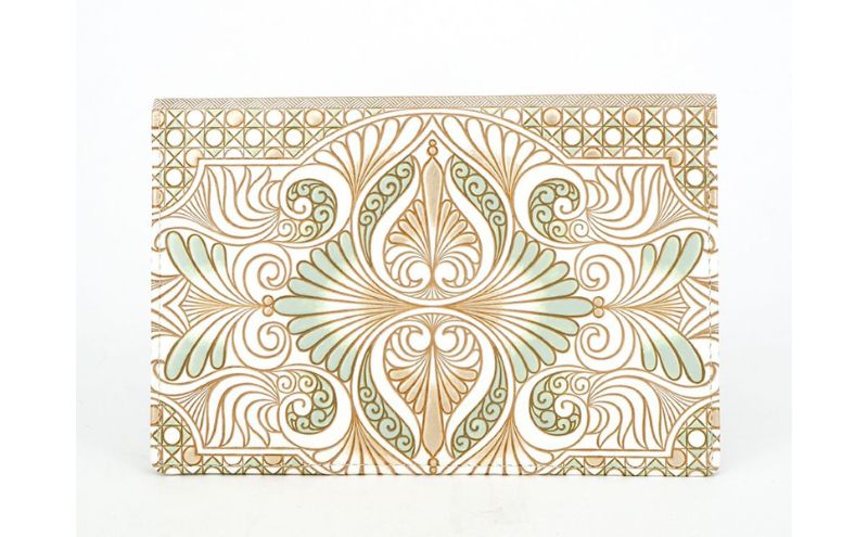 ケース パーソナルホルダー ロカイユ ペールカーキ 文庫屋大関 ポーチ 通帳ケース 通帳入れ カードケース パスケース  通帳 収納 収納ポーチ 本革 革 皮革 雑貨 おしゃれ 日本製 東京