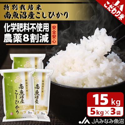 ふるさと納税 南魚沼市 【令和7年産】匠がつくる「特別栽培米南魚沼産こしひかり8割減」精米15kg(5kg×3袋)