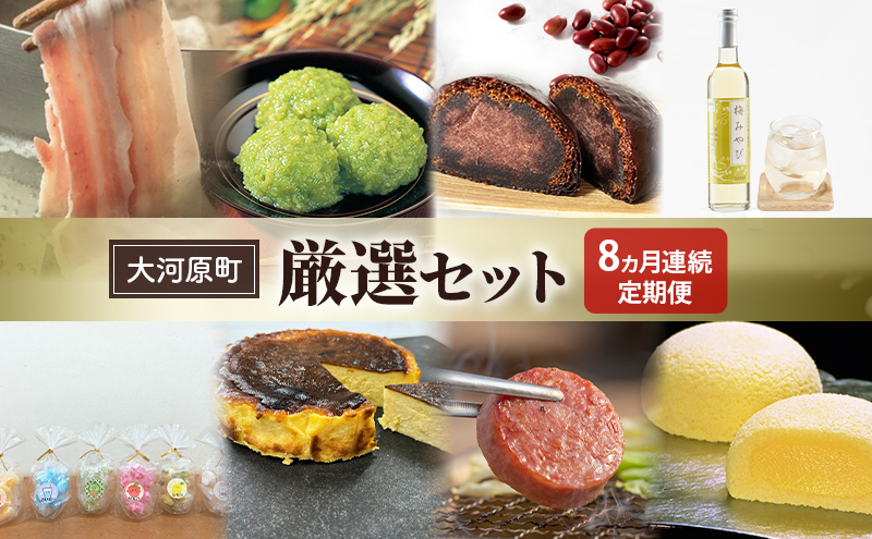 【先行受付・2026年3月より各月出荷】【8ヵ月定期便】全8回 大河原町厳選セット もちぶた 萩の月 ずんだ餅 かりんとう まんじゅう 梅 シロップ 飴 ゆず バスクチーズケーキ ハム ソーセージ 角煮