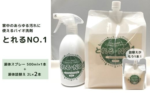 
ZE-2 とれるNo.1 掃除用洗剤 液体スプレー 500ml・液体詰替え 2L×2本 セット
