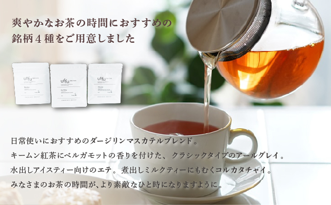 ティーバッグ 4種セット 01【Uf-fu ウーフ】茶葉 人気 ダージリン アールグレイ コルカタチャイ エテ ミルクティー アイスティー ティータイム 詰め合わせ 贈り物 ギフト プレゼント 038
